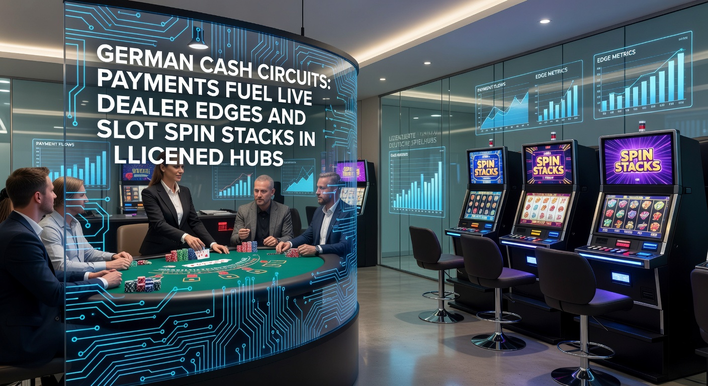 Grafik zeigt dynamische Zahlungsflüsse in deutschen Online-Casinos mit Live-Dealer-Tischen und Slot-Maschinen im Vordergrund