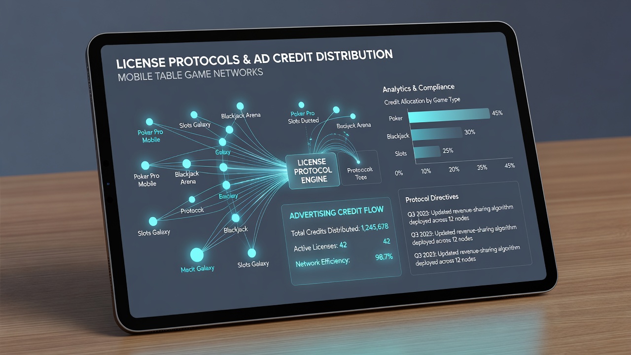 Visualisierung der Integration von Werbeguthaben in mobile Tischspielplattformen
