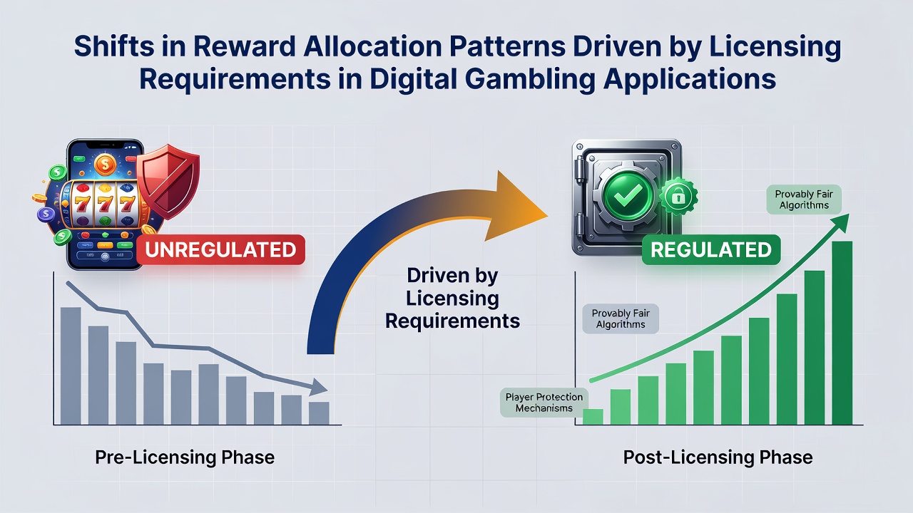 Darstellung von Veränderungen in Belohnungsverteilungsmustern durch Lizenzierung in Gambling-Apps