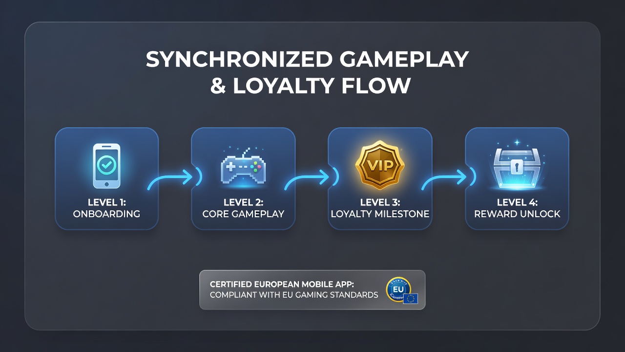 Technische Darstellung sequenzieller Spielabläufe und Treueintegration auf zertifizierten Mobilplattformen